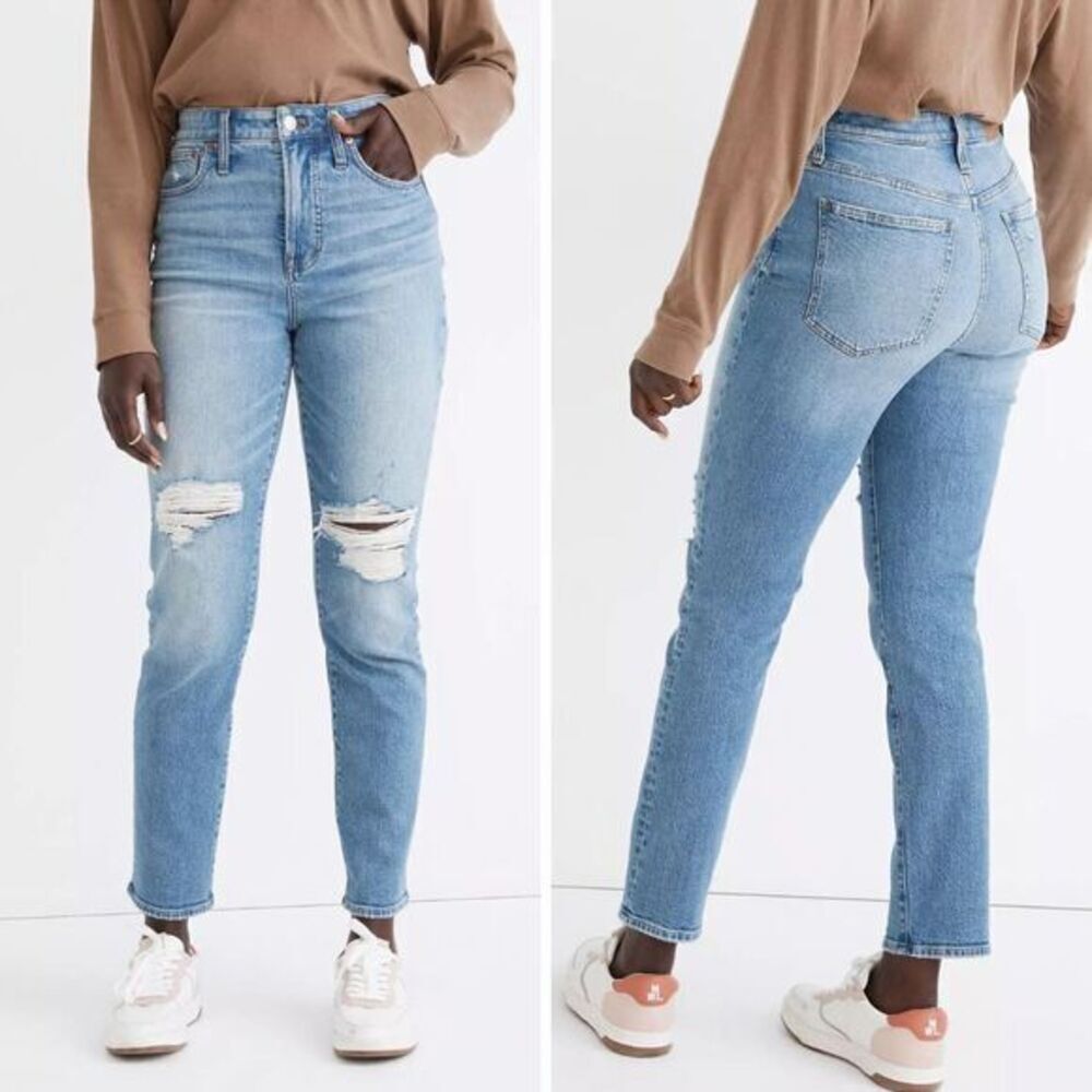 NEWโ Madewellย Curvy Perfect Vintage Jean in Denman Wash: RippedโEdition, 29